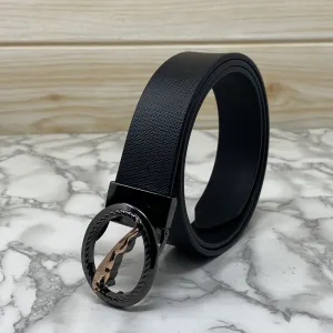 Round Jaguar Metal Buckle With Leather Strap Belt-JonasParamount