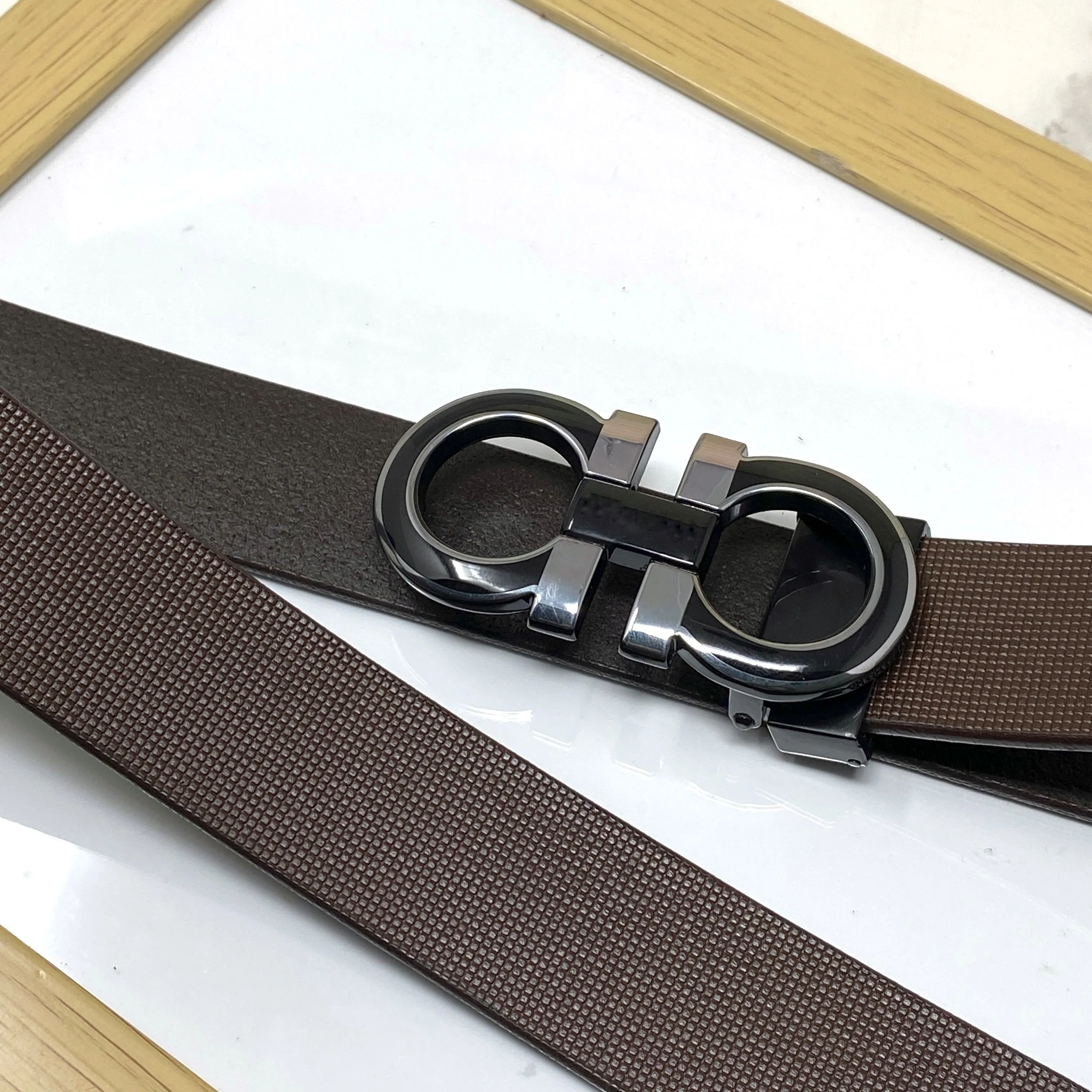 Silver-Black 2 Tone Leather Strap Belt-JonasParamount