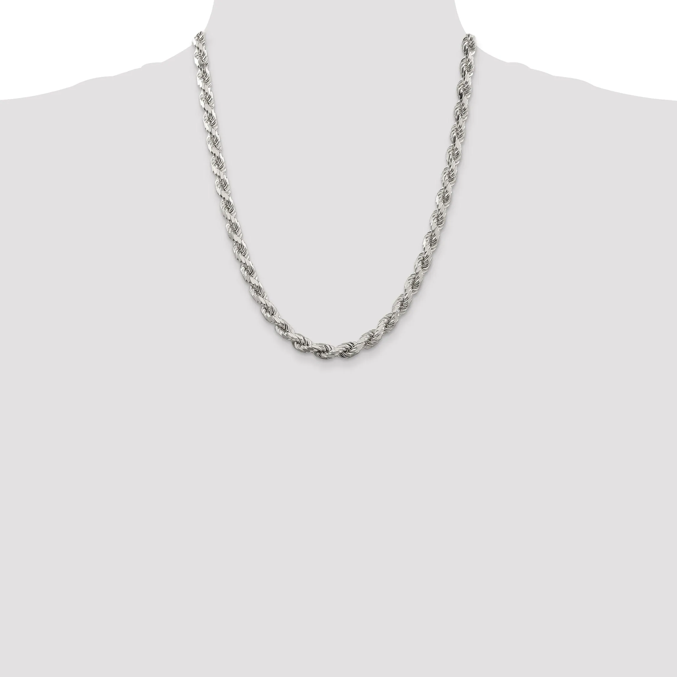 Silver Polished D.C 8 Sides 7.00-mm Rope Chain