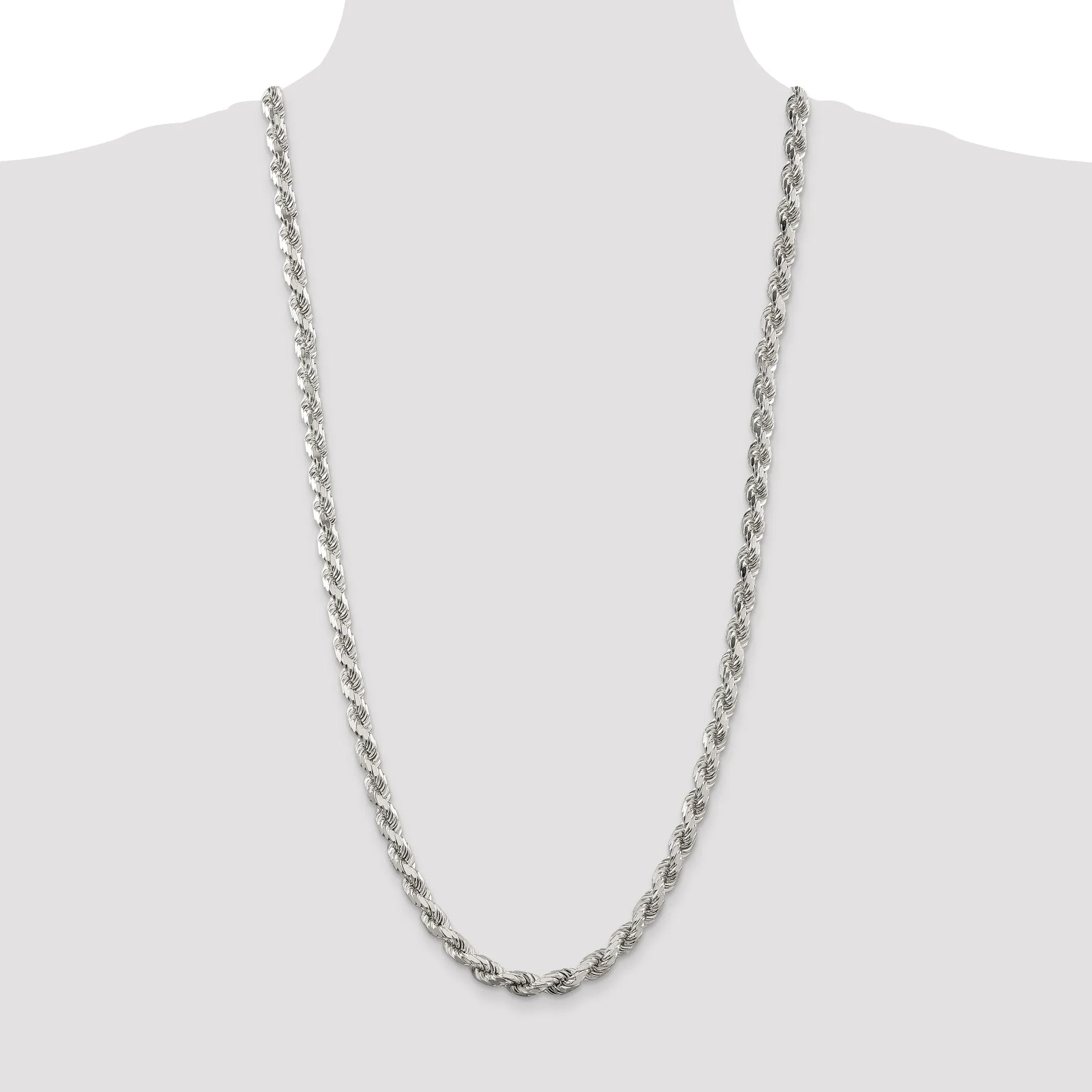 Silver Polished D.C 8 Sides 7.00-mm Rope Chain