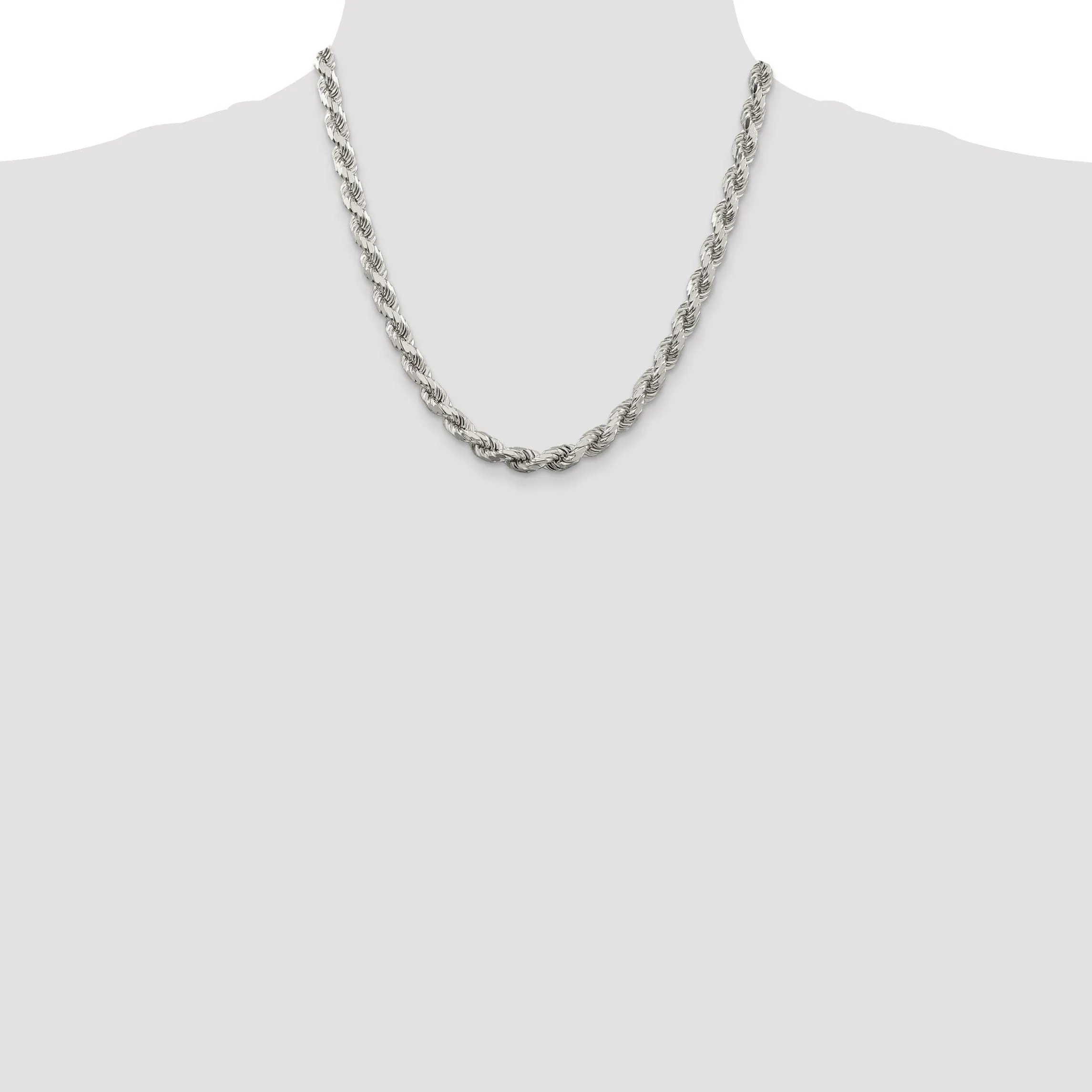 Silver Polished D.C 8 Sides 7.00-mm Rope Chain