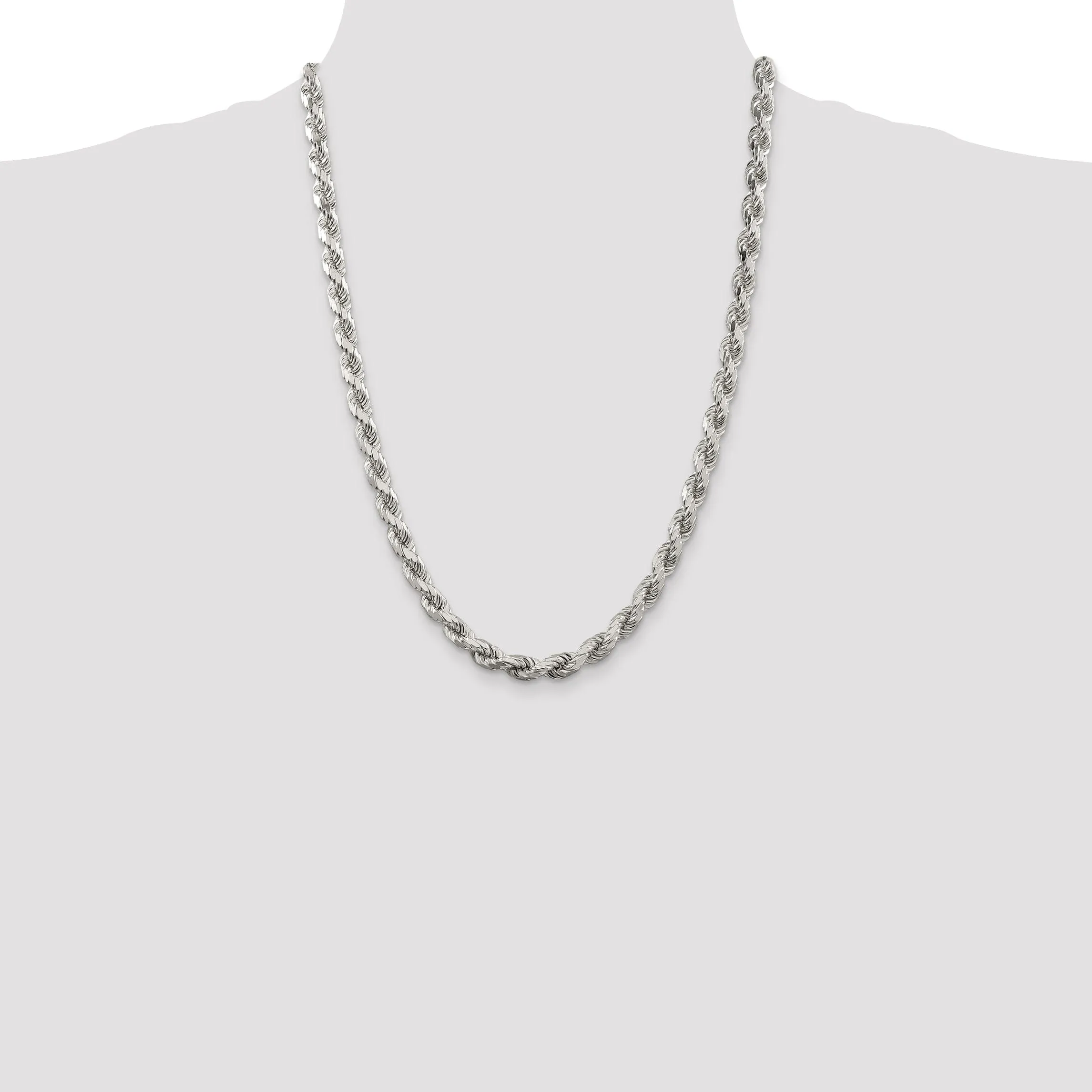 Silver Polished D.C 8 Sides 7.00-mm Rope Chain