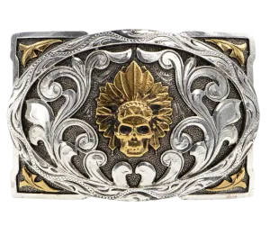 Skull Chieftain Belt Buckle