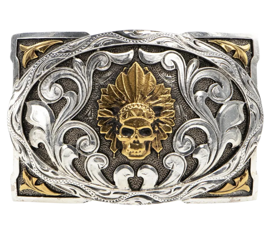 Skull Chieftain Belt Buckle