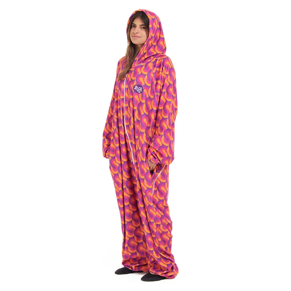 Snuggs Blanket Onesie Fuchsia Geometric