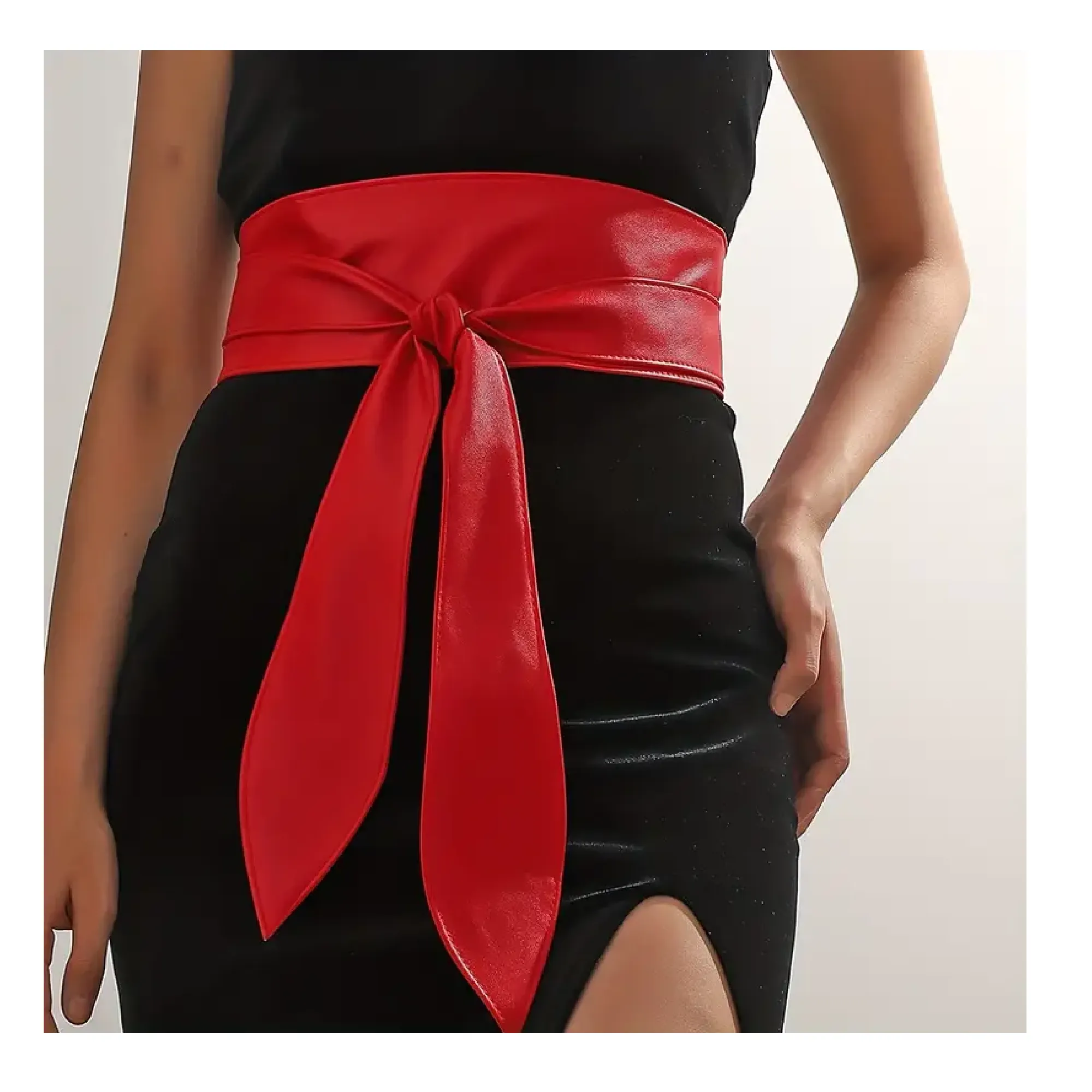 Solid Color Boho Obi Belt Wrap Wide Cinch For Dress Elegant PU Leather Bowknot Girdle Solid Color Belts