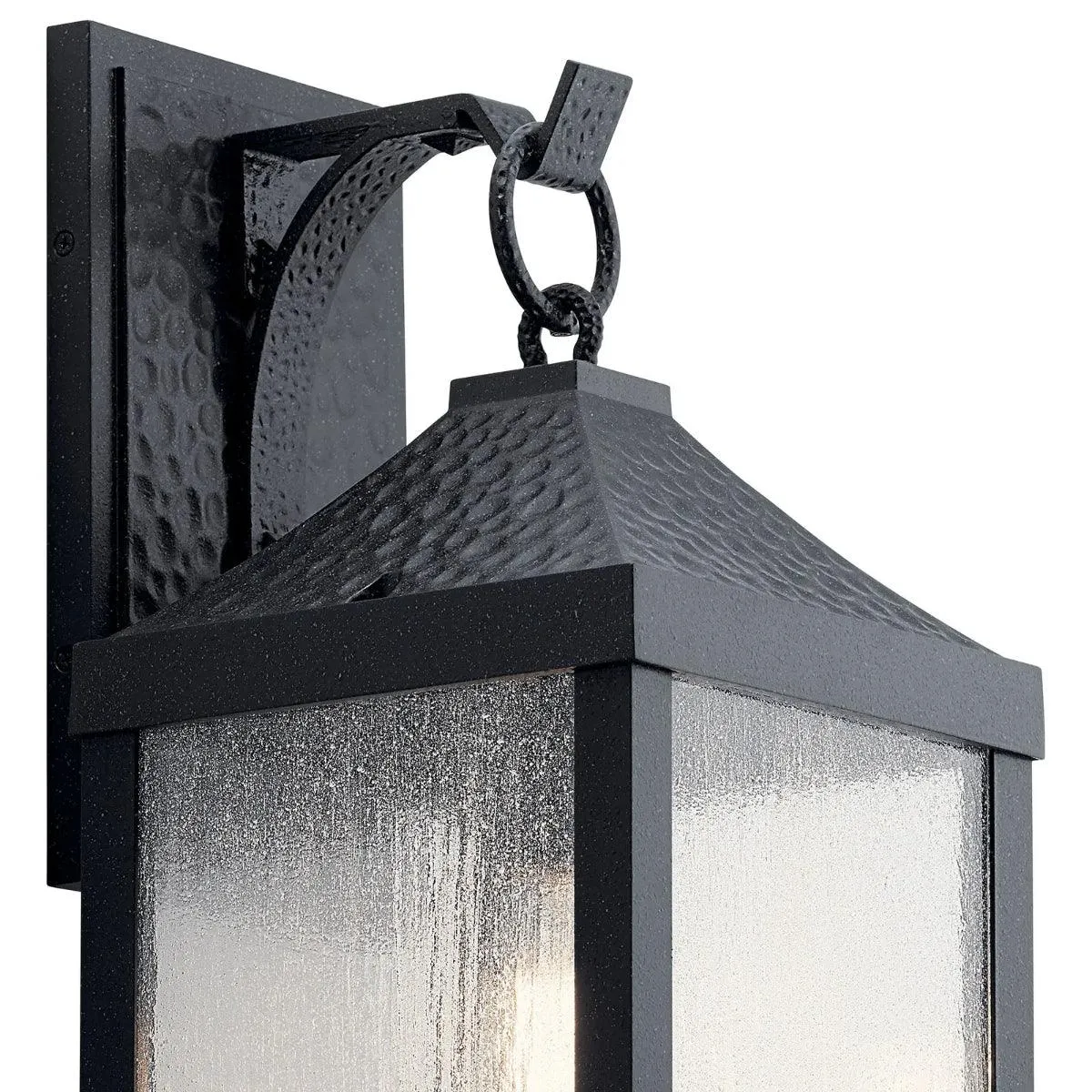 Springfield 21 In 1-Light Outdoor Wall Light With Clear Seeded Glass, Black Finish