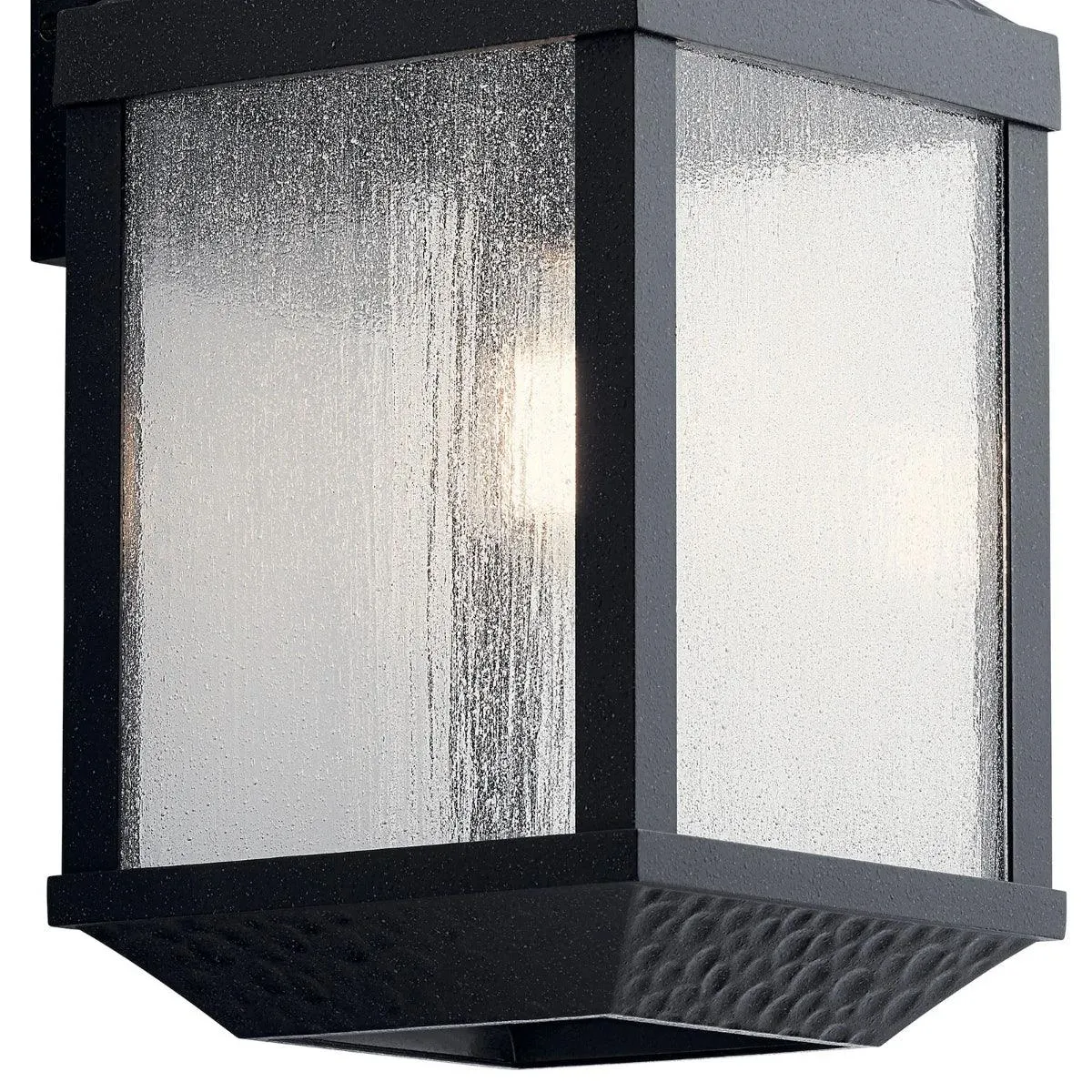 Springfield 21 In 1-Light Outdoor Wall Light With Clear Seeded Glass, Black Finish