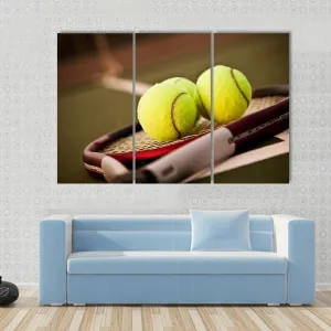 Tennis Balls On Racket Canvas Wall Art