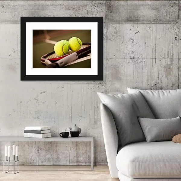 Tennis Balls On Racket Canvas Wall Art