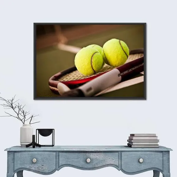 Tennis Balls On Racket Canvas Wall Art