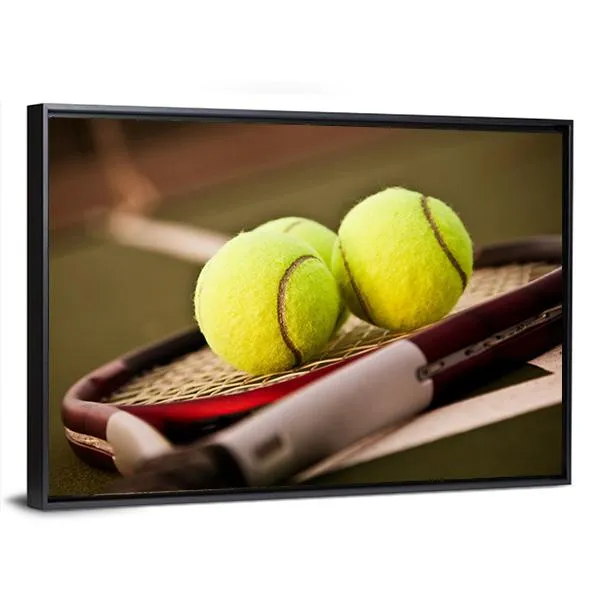 Tennis Balls On Racket Canvas Wall Art