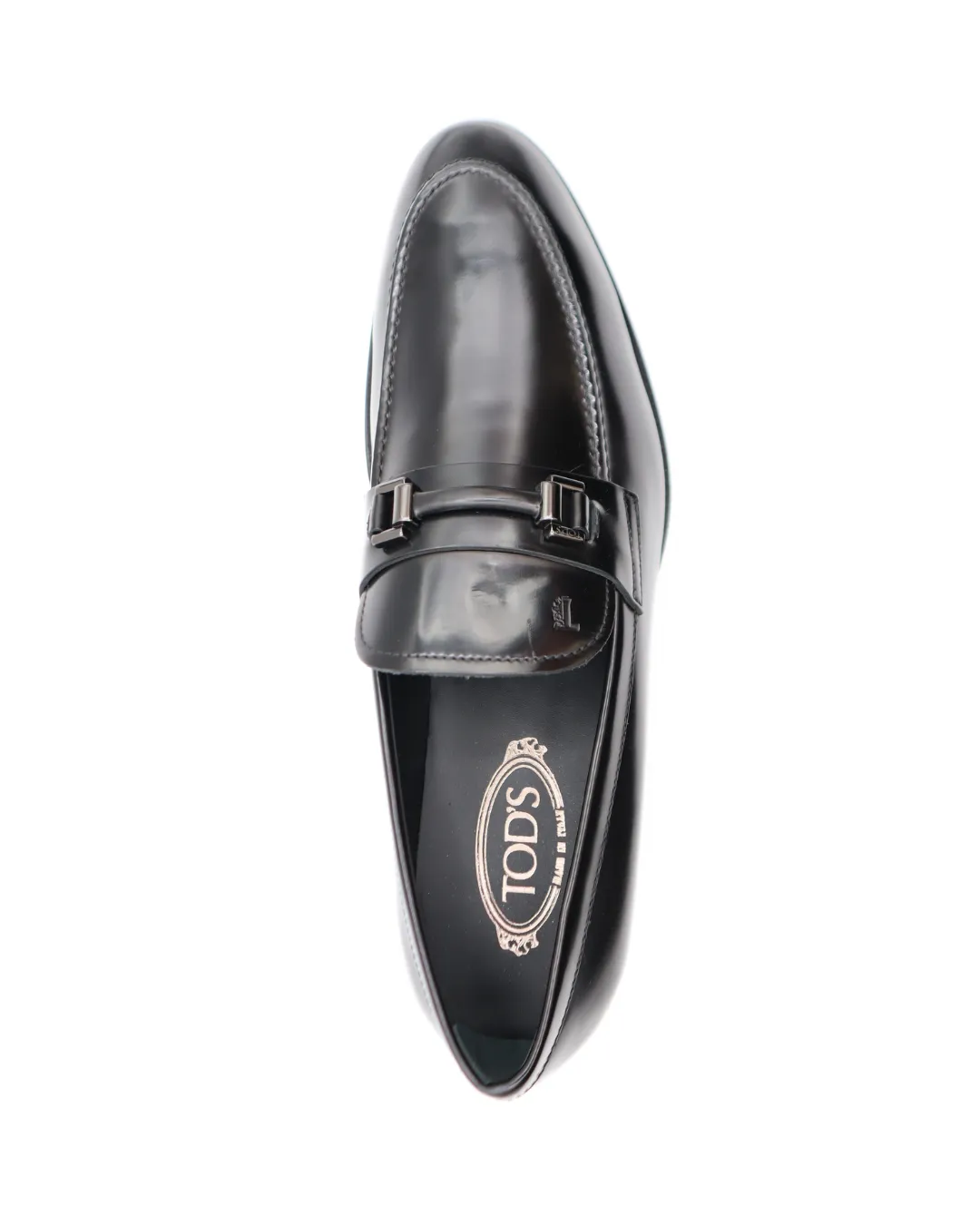 Tods Mens Black Leather Buckle Loafer Dress Shoe