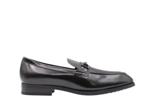 Tods Mens Black Leather Buckle Loafer Dress Shoe