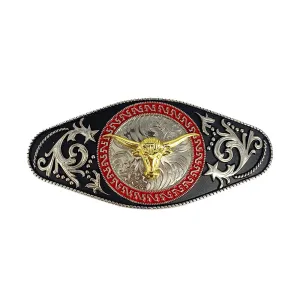 TOPACC Norse Viking Punk Rodeo Longhorn Bull Engraved Flower Belt Buckle