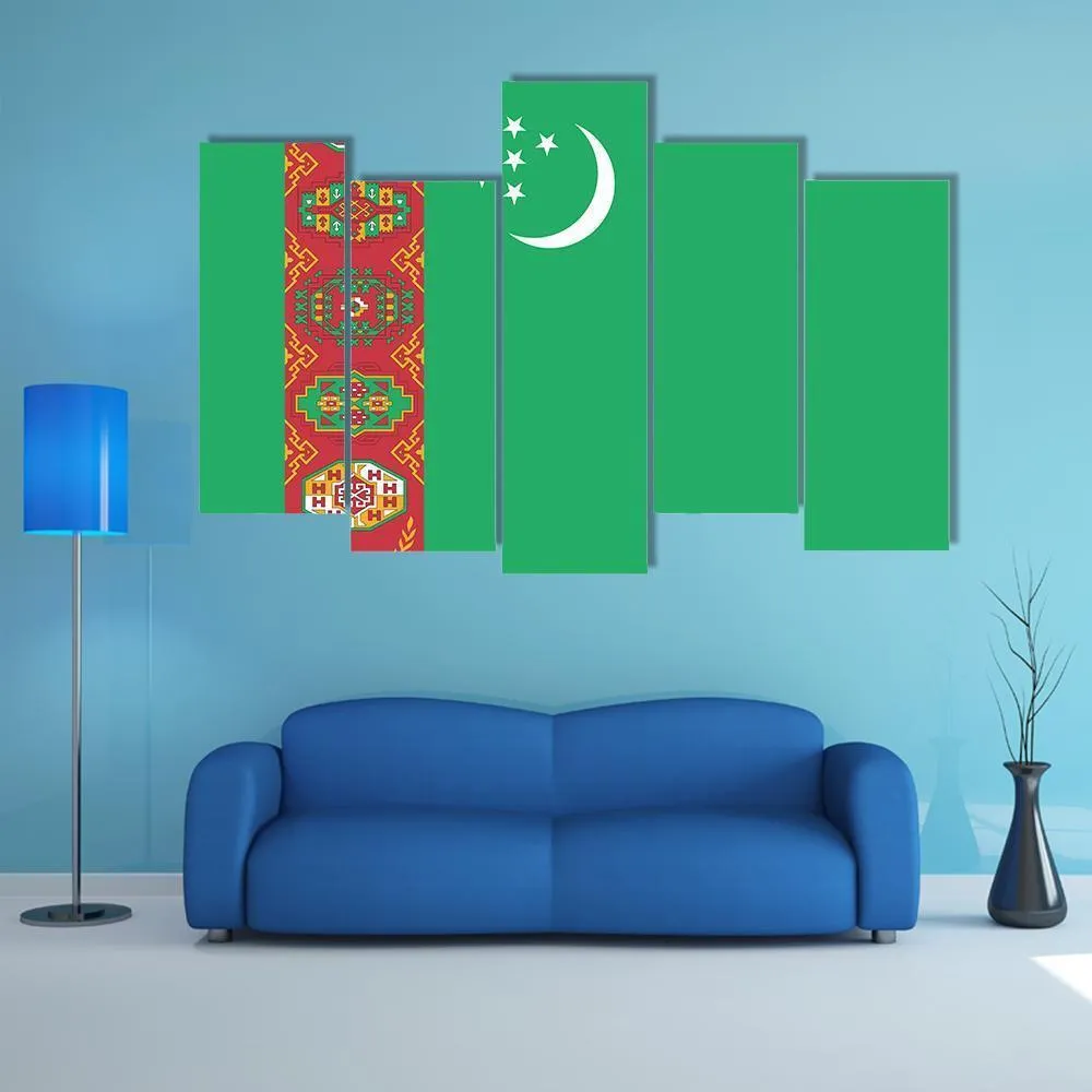 Turkmenistan Flag Canvas Wall Art