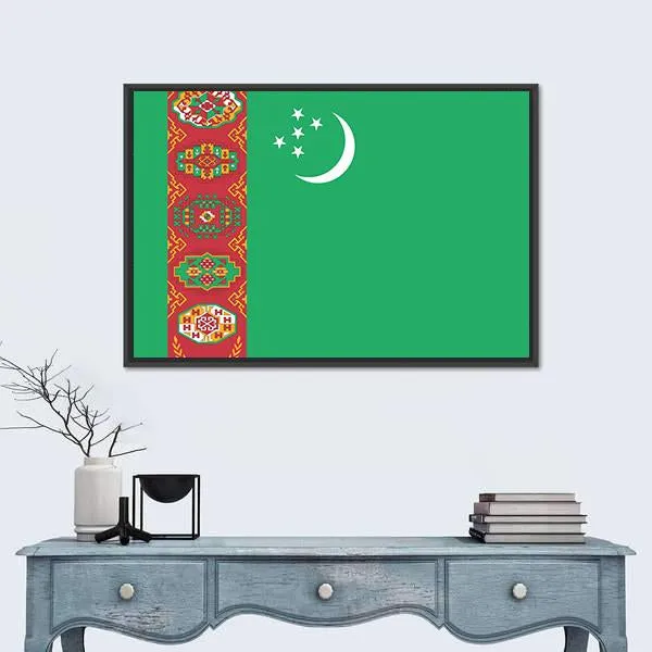 Turkmenistan Flag Canvas Wall Art