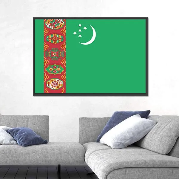 Turkmenistan Flag Canvas Wall Art