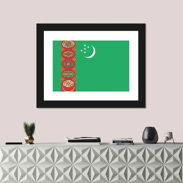 Turkmenistan Flag Canvas Wall Art