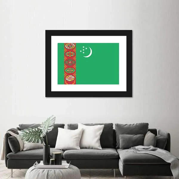 Turkmenistan Flag Canvas Wall Art