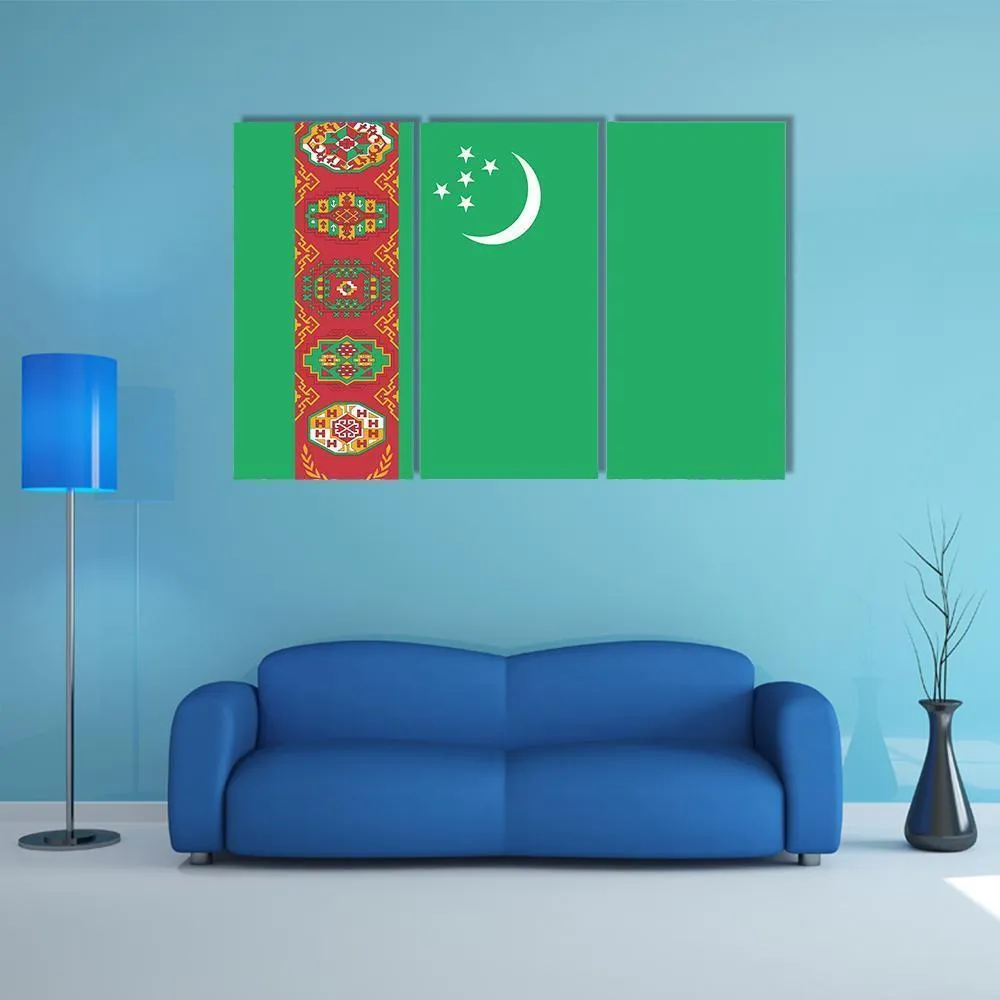 Turkmenistan Flag Canvas Wall Art