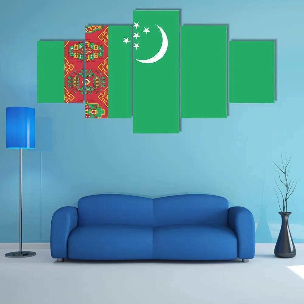 Turkmenistan Flag Canvas Wall Art