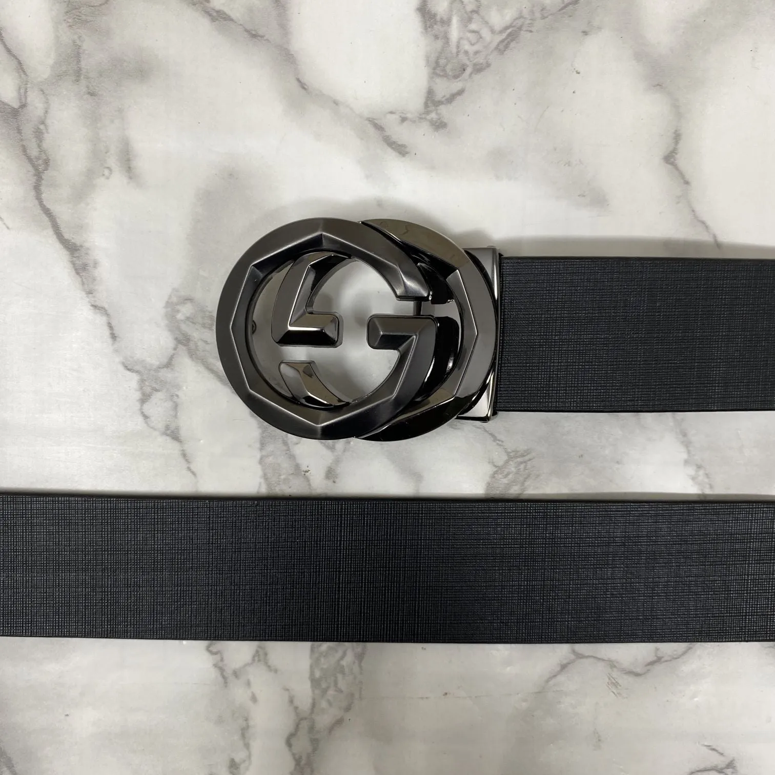 Two Tone Metal Round GG Leather Strap Belt-JonasParamount