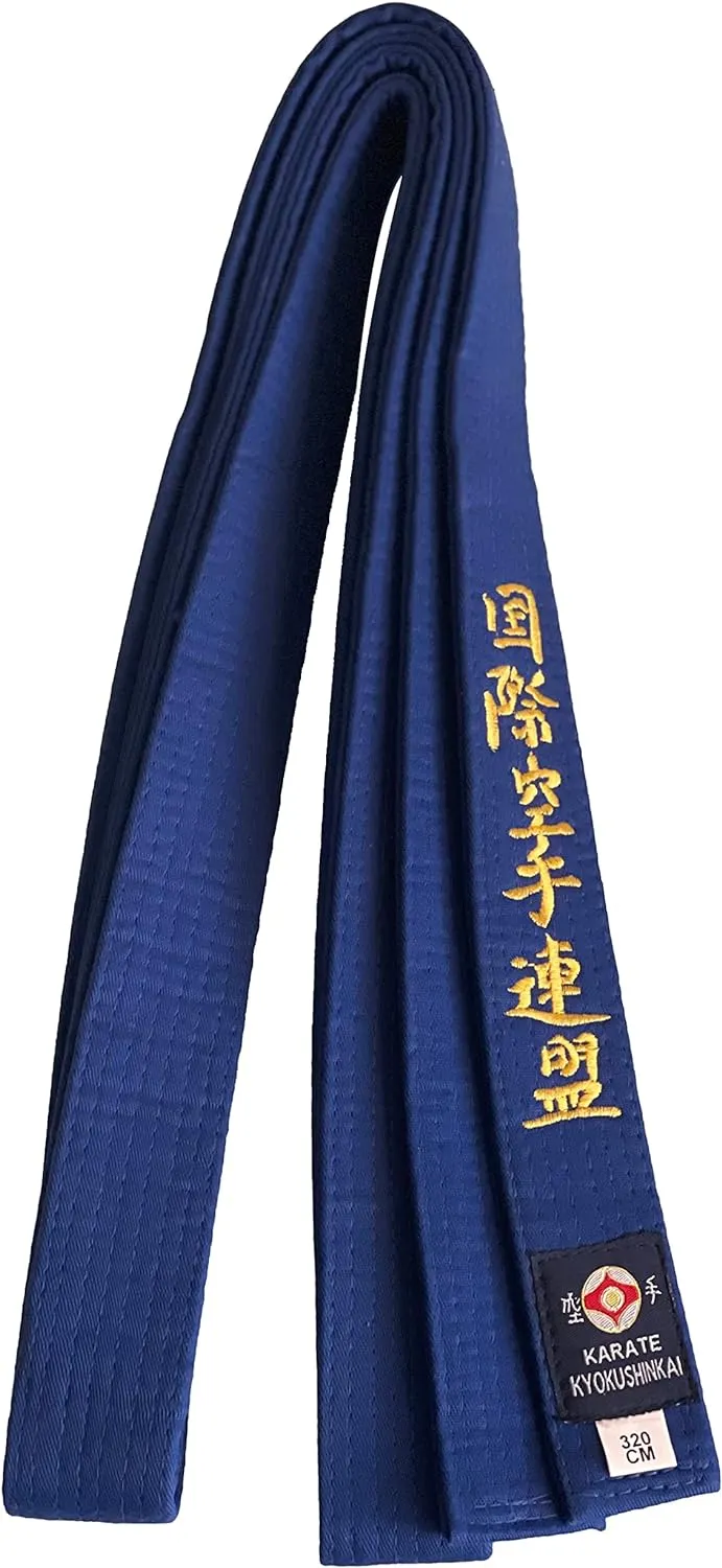 VICTORBUDO USA KYOKUSHIN EMBROIDERED KARATE BELT IN ALL COLORS