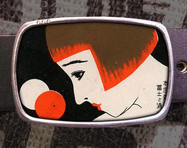 Vintage Flapper Lipstick Lady Print Belt Buckle - 1920's Lover Gift