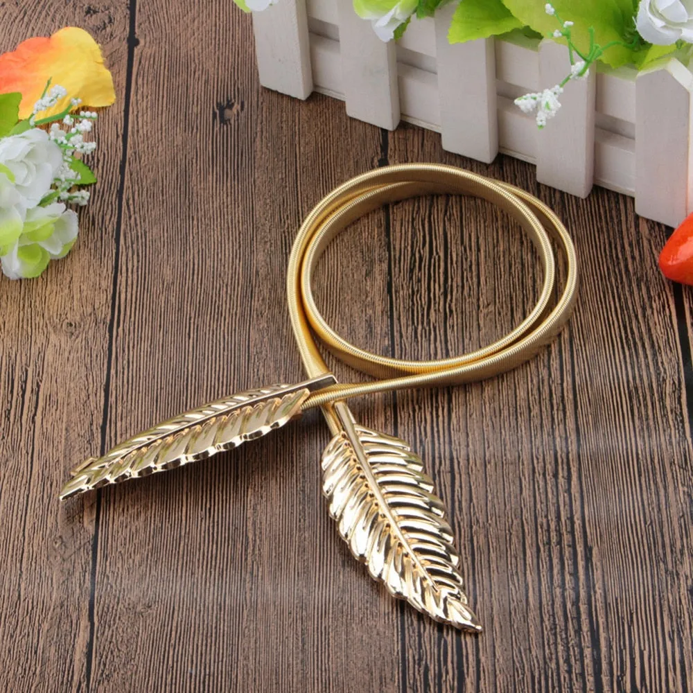 Vintage Graceful Women's Leaf Shape Metal Waist Belt