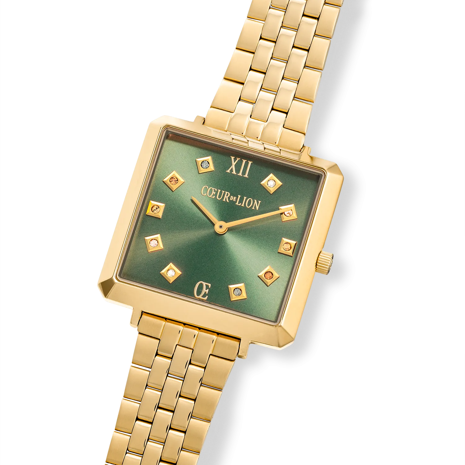 Watch Iconic Square Glamorous Green Stainless Steel Gold