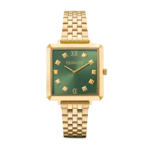 Watch Iconic Square Glamorous Green Stainless Steel Gold