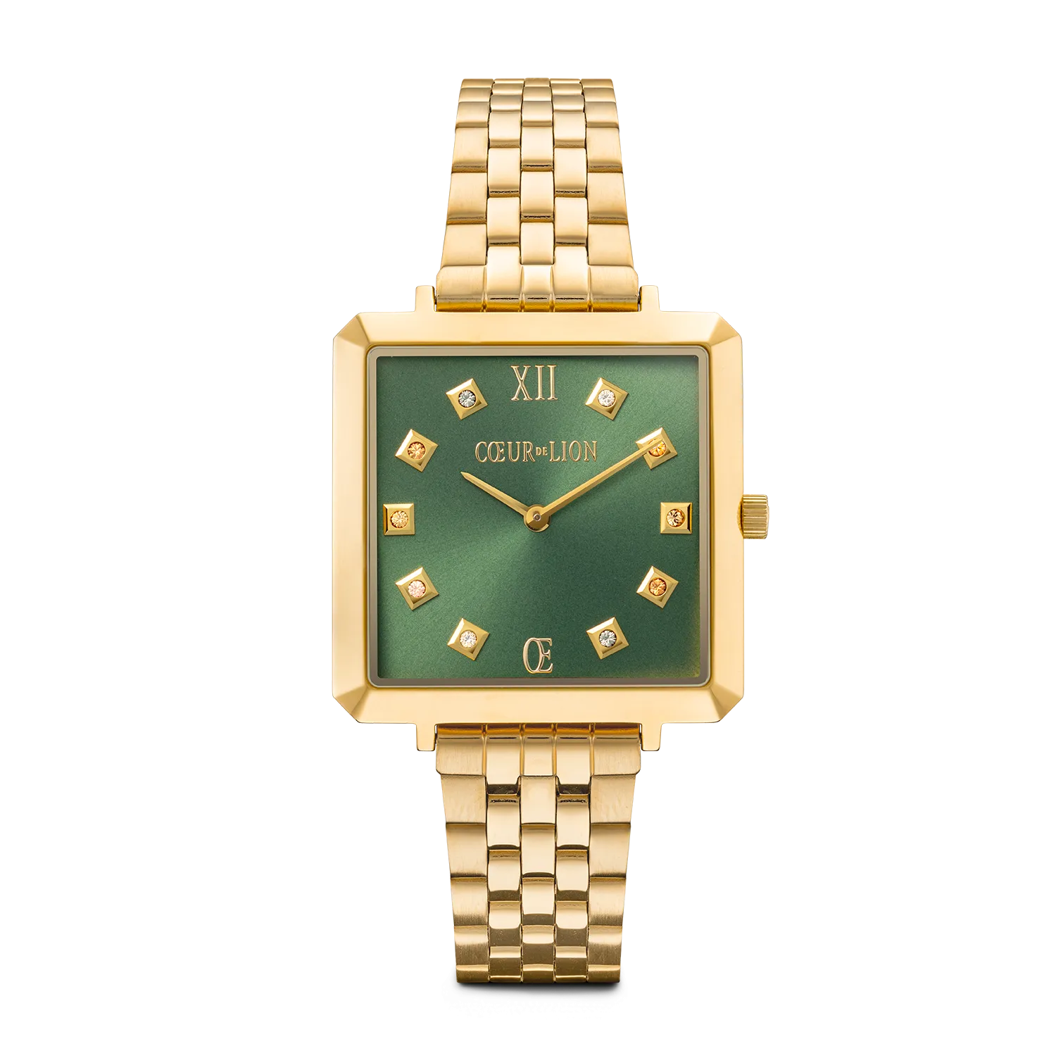 Watch Iconic Square Glamorous Green Stainless Steel Gold