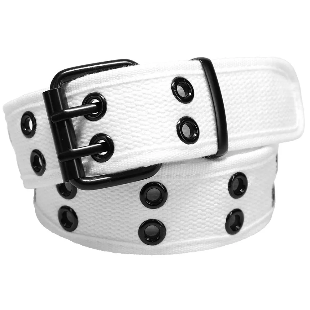 White Double Grommet Belt