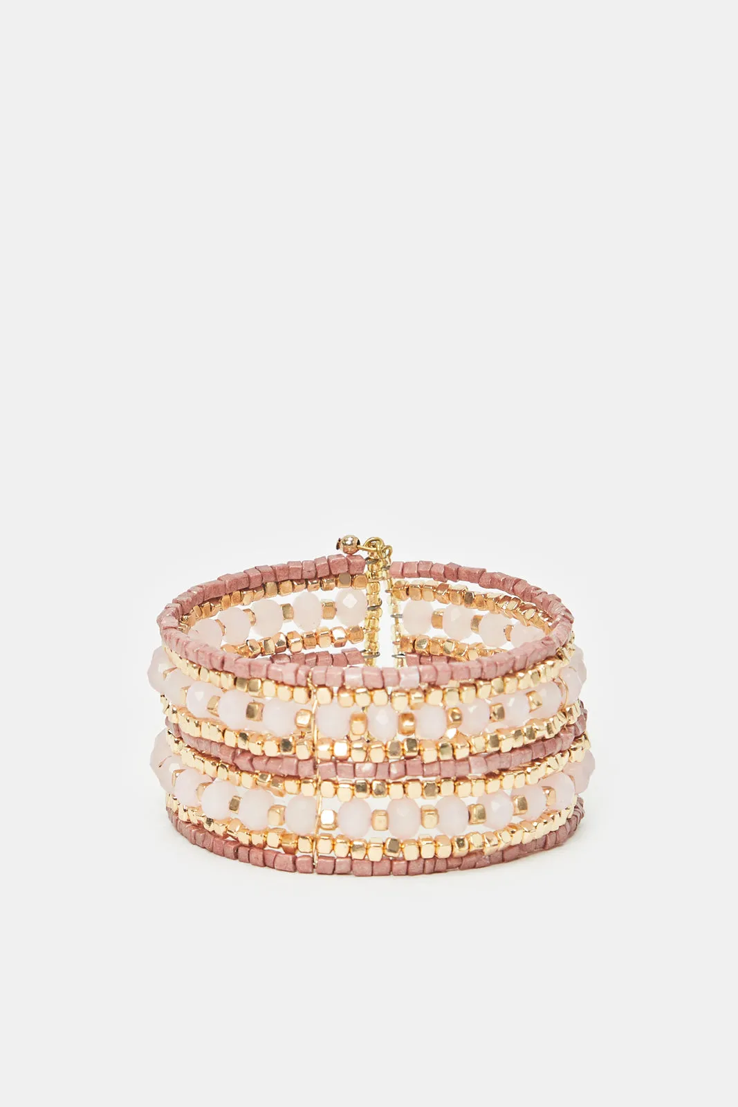 Women Gold And Pink Embellished Cuff