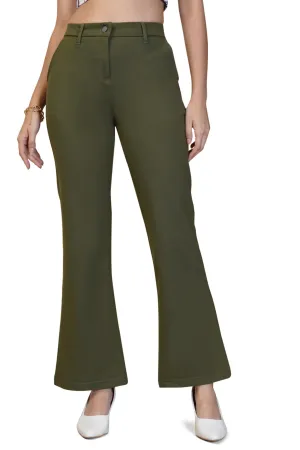 WOMEN MILITARY OLIVE REGULAR FIT CASUAL PANT